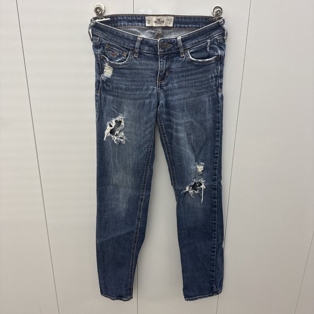 Hollister Jeans Women's size 1s Skinny Distressed Denim Low Rise Stretch (25x31)